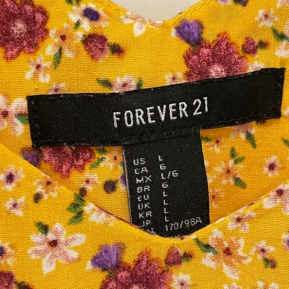 Forever 21 Floral Mustard Fall Top - Picture 2 of 4